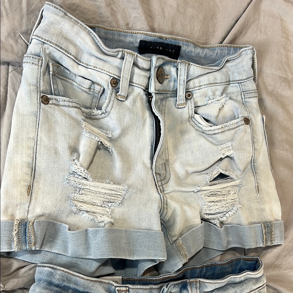 Aeropostale bundle of 2 pairs of size 00 Light Blue Jean Shorts - Picture 4 of 9